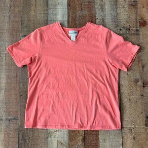 Pendleton Women's Size X-Large Coral Pink V-Neck Short Sleeve T-Shirt